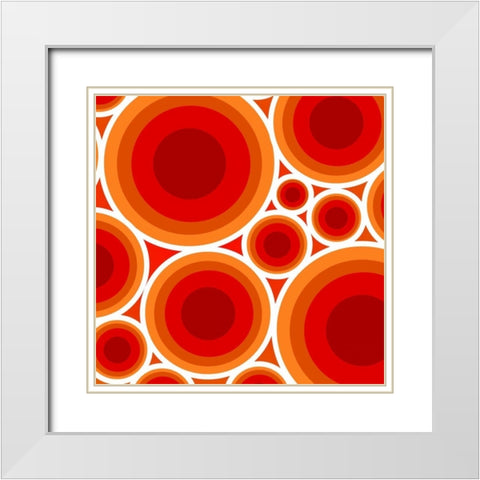 Circles 1 White Modern Wood Framed Art Print with Double Matting by GraphINC