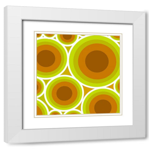 Circles 2 White Modern Wood Framed Art Print with Double Matting by GraphINC