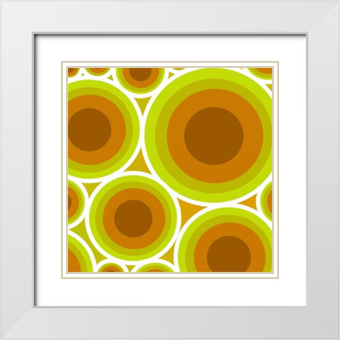 Circles 2 White Modern Wood Framed Art Print with Double Matting by GraphINC
