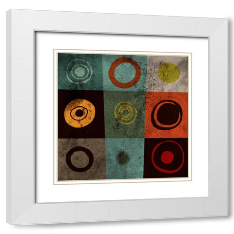 Tiles Circles White Modern Wood Framed Art Print with Double Matting by GraphINC