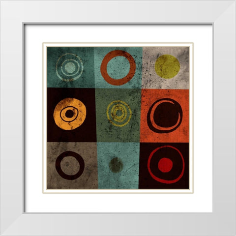 Tiles Circles White Modern Wood Framed Art Print with Double Matting by GraphINC