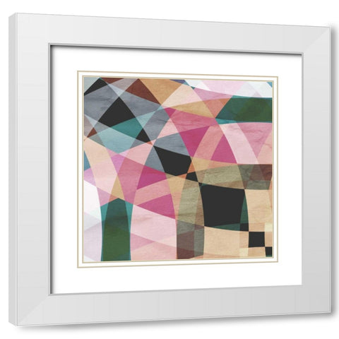 Geometric Design 1 White Modern Wood Framed Art Print with Double Matting by GraphINC Studio