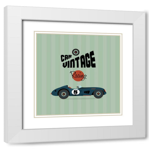 Vintage Racing 1 White Modern Wood Framed Art Print with Double Matting by GraphINC Studio