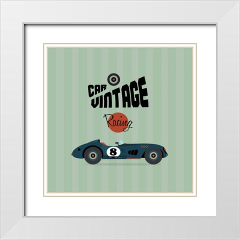Vintage Racing 1 White Modern Wood Framed Art Print with Double Matting by GraphINC Studio