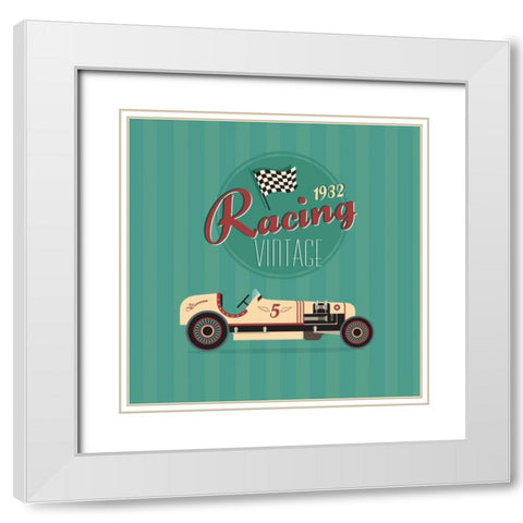 Vintage Racing 2 White Modern Wood Framed Art Print with Double Matting by GraphINC Studio