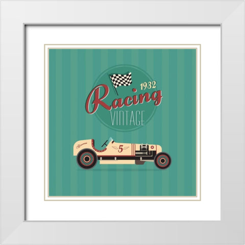 Vintage Racing 2 White Modern Wood Framed Art Print with Double Matting by GraphINC Studio