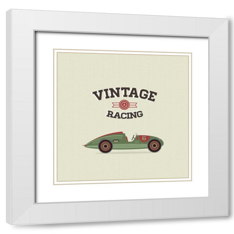 Vintage Racing 3 White Modern Wood Framed Art Print with Double Matting by GraphINC Studio