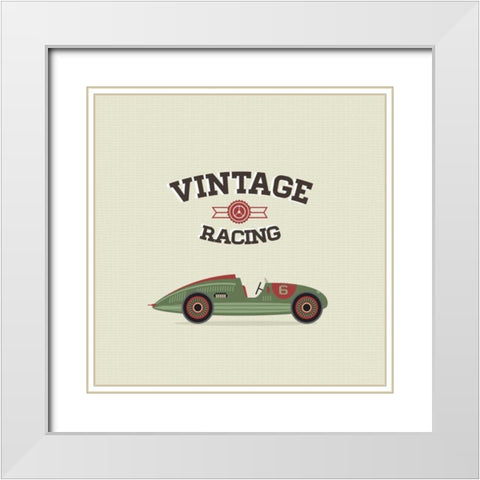 Vintage Racing 3 White Modern Wood Framed Art Print with Double Matting by GraphINC Studio