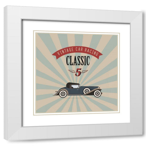 Vintage Racing 4 White Modern Wood Framed Art Print with Double Matting by GraphINC Studio