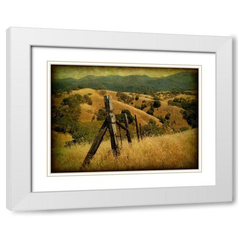Weathered Ranch Fence White Modern Wood Framed Art Print with Double Matting by Guion, William