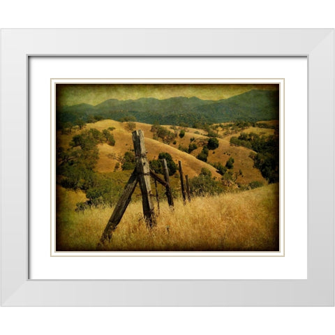 Weathered Ranch Fence White Modern Wood Framed Art Print with Double Matting by Guion, William