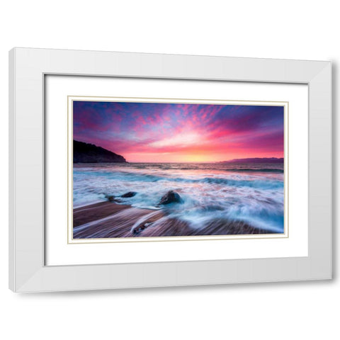 Distant Glow White Modern Wood Framed Art Print with Double Matting by Gordon, Dave
