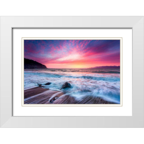 Distant Glow White Modern Wood Framed Art Print with Double Matting by Gordon, Dave