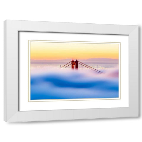Across The Bay White Modern Wood Framed Art Print with Double Matting by Gordon, Dave