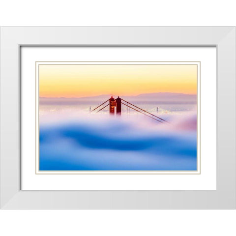 Across The Bay White Modern Wood Framed Art Print with Double Matting by Gordon, Dave