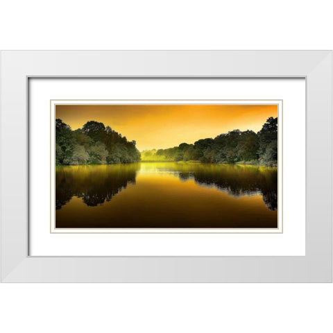 The Lake White Modern Wood Framed Art Print with Double Matting by Goncalves, Adelino