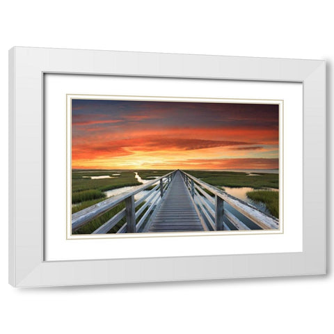Greys Beach Sunset White Modern Wood Framed Art Print with Double Matting by Gendreau, Katherine