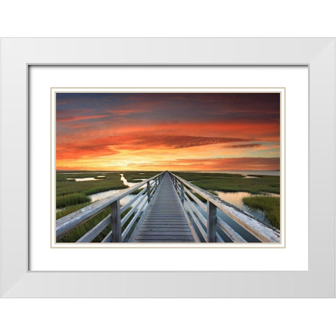 Greys Beach Sunset White Modern Wood Framed Art Print with Double Matting by Gendreau, Katherine