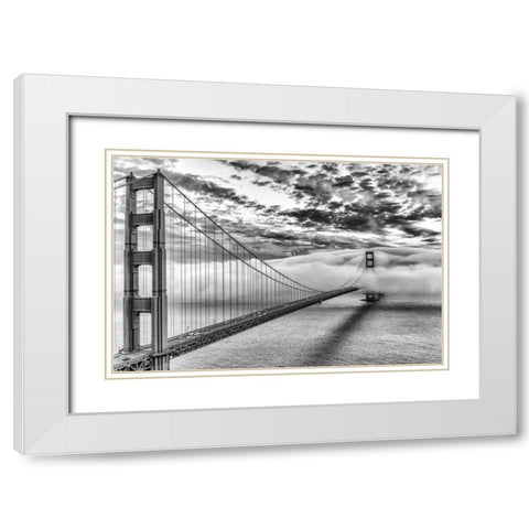 Evening Commute BW White Modern Wood Framed Art Print with Double Matting by Gordon, Dave