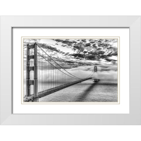 Evening Commute BW White Modern Wood Framed Art Print with Double Matting by Gordon, Dave
