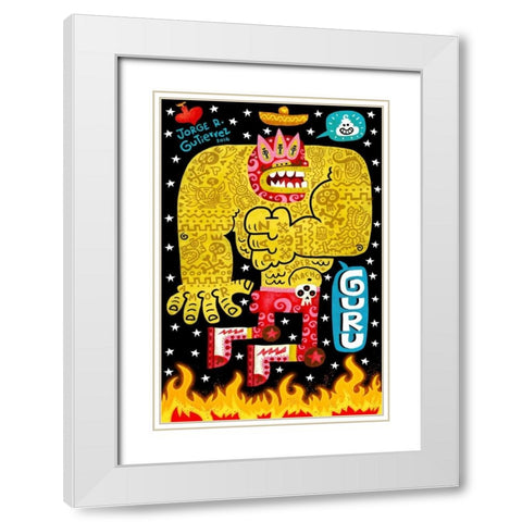 Guru White Modern Wood Framed Art Print with Double Matting by Gutierrez, Jorge R.