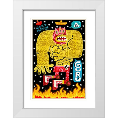 Guru White Modern Wood Framed Art Print with Double Matting by Gutierrez, Jorge R.
