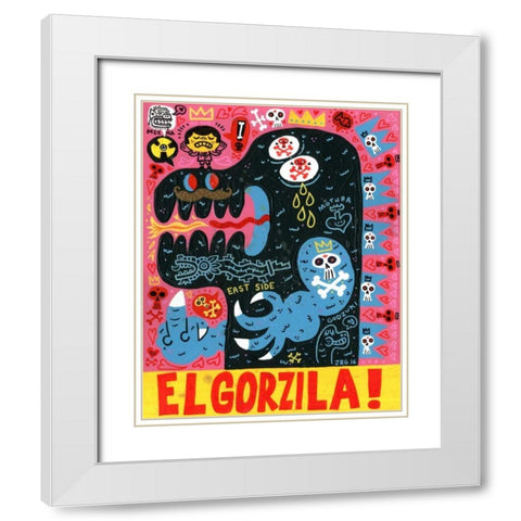 Monstro White Modern Wood Framed Art Print with Double Matting by Gutierrez, Jorge R.