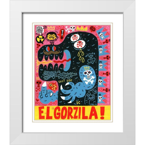 Monstro White Modern Wood Framed Art Print with Double Matting by Gutierrez, Jorge R.