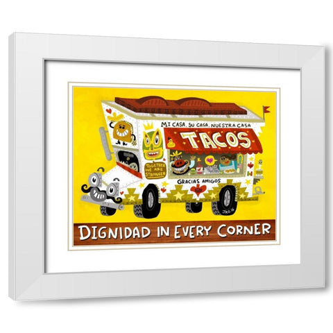 Taco Truck White Modern Wood Framed Art Print with Double Matting by Gutierrez, Jorge R.