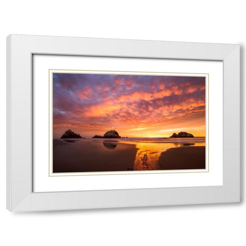 Flow White Modern Wood Framed Art Print with Double Matting by Gordon, Dave