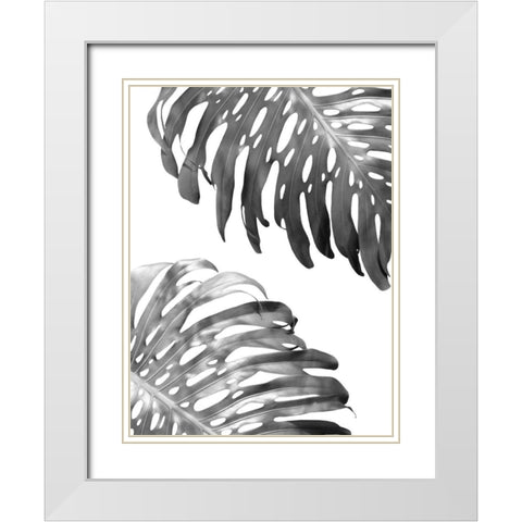 Double Philodendron - BW White Modern Wood Framed Art Print with Double Matting by Greer, Lexie
