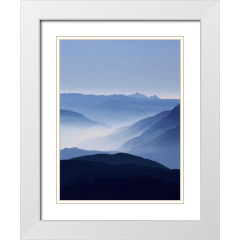 Blue Mountains White Modern Wood Framed Art Print with Double Matting by Greer, Lexie