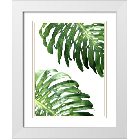 Double Philodendron - color White Modern Wood Framed Art Print with Double Matting by Greer, Lexie