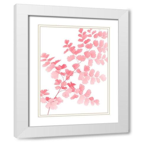 Pink Maidenhair White Modern Wood Framed Art Print with Double Matting by Greer, Lexie