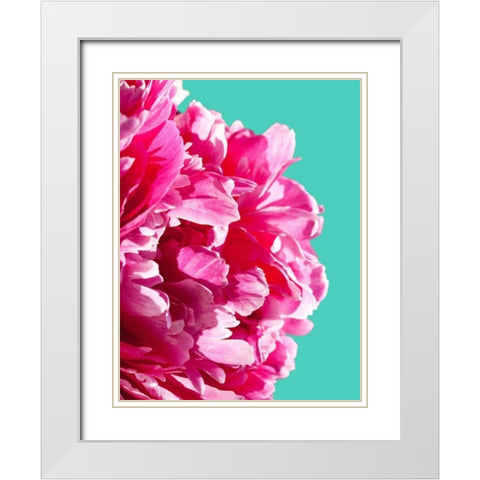 Pink Peony White Modern Wood Framed Art Print with Double Matting by Greer, Lexie