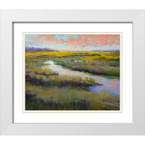 A Glimmer on the Marsh White Modern Wood Framed Art Print with Double Matting by Gos, Alejandra