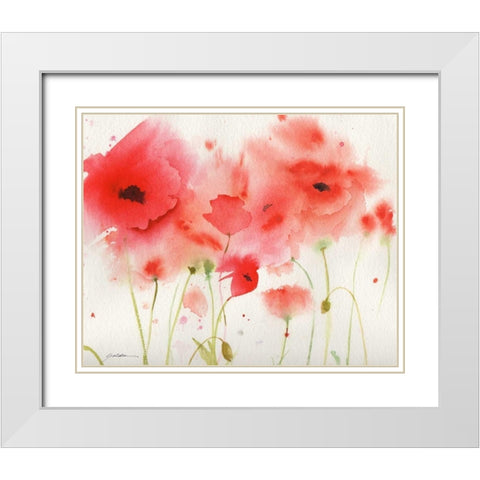 Red Poppies White Modern Wood Framed Art Print with Double Matting by Golden, Sheila