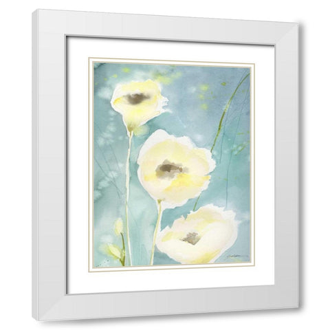 Teal Tones White Modern Wood Framed Art Print with Double Matting by Golden, Sheila