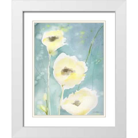 Teal Tones White Modern Wood Framed Art Print with Double Matting by Golden, Sheila