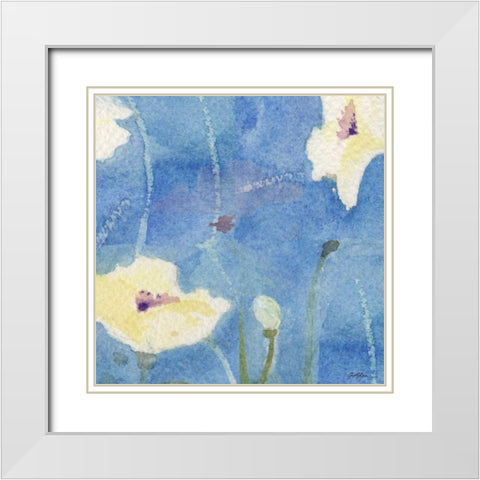 White Poppy White Modern Wood Framed Art Print with Double Matting by Golden, Sheila