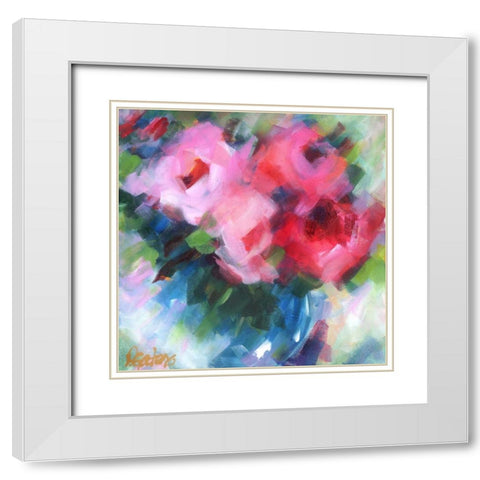 Big Pinks White Modern Wood Framed Art Print with Double Matting by Gatens, Pamela