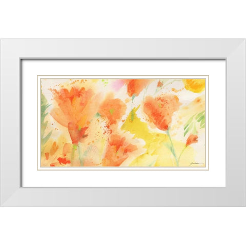 Windblown Poppies #1 White Modern Wood Framed Art Print with Double Matting by Golden, Sheila