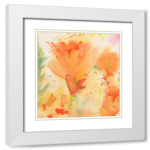 Windblown Poppies #2 White Modern Wood Framed Art Print with Double Matting by Golden, Sheila