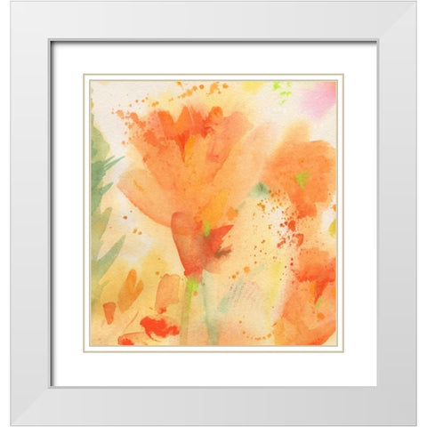 Windblown Poppies #2 White Modern Wood Framed Art Print with Double Matting by Golden, Sheila