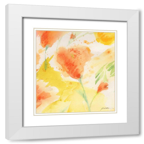 Windblown Poppies #3 White Modern Wood Framed Art Print with Double Matting by Golden, Sheila