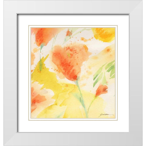 Windblown Poppies #3 White Modern Wood Framed Art Print with Double Matting by Golden, Sheila