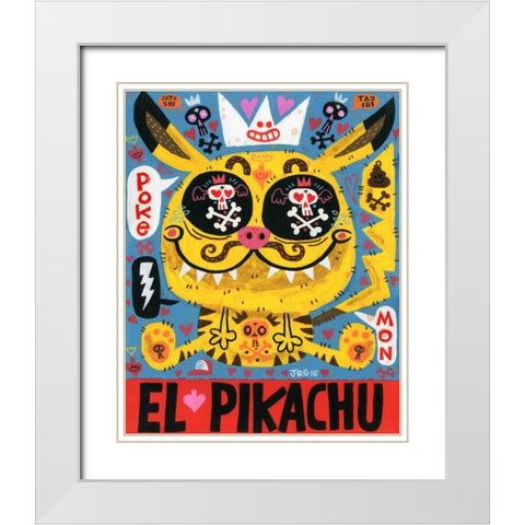 Magic Japanese Cockfighting White Modern Wood Framed Art Print with Double Matting by Gutierrez, Jorge R.
