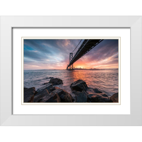 Golden Light Explosion White Modern Wood Framed Art Print with Double Matting by Getty, Bruce