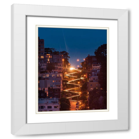 Lombard Street White Modern Wood Framed Art Print with Double Matting by Getty, Bruce