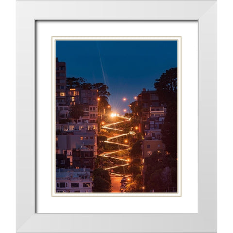 Lombard Street White Modern Wood Framed Art Print with Double Matting by Getty, Bruce